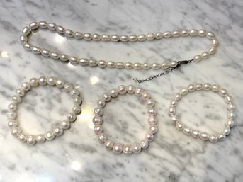 Pearl Necklace And Bracelets