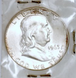 1963 Ben Franklin Silver Half Dollar