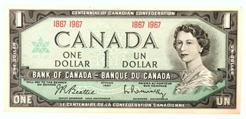 Canadian Centennial One Dollar Bill
