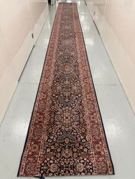 Persian/Nain Wool And Silk Runner Rug - Floral Pattern