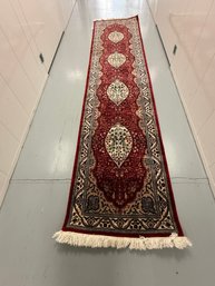 Persian Runner Rug With Fringe - Red With Medallion Pattern