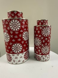 Fabienne Jouvin Paris Cloisonne Canisters - Red