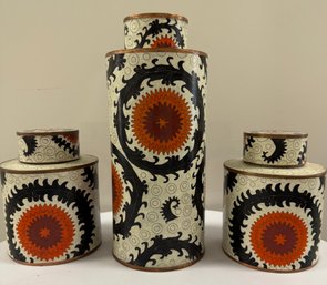 Fabienne Jouvin Paris Cloisonne Canisters - 'Ouzbeck' Pattern