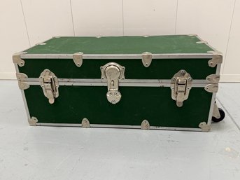 Vintage Storage Trunk With Steel Hardware - Green