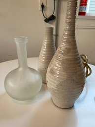 (RYE PICK UP) Vase Trio Including Bee Hive