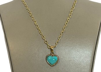 Barse Turquoise Heart Pendant Necklace