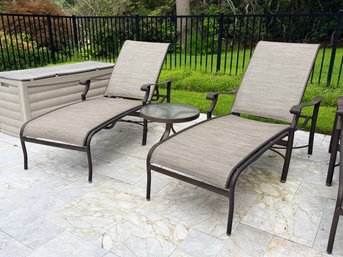 Pair Of Tropitone Chaise Lounges And Side Table 1 Of 3