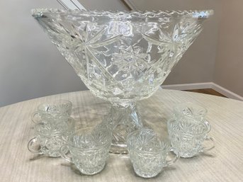 Anchor Hocking Early American Precut Star Of David Punch Bowl Set