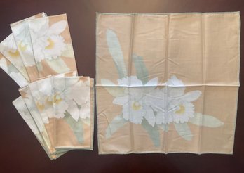 Jim Thomson Brown And Green Orchid Napkins Set Of 10