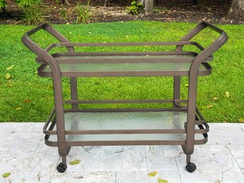 Tropitone Two-Tier Outdoor Rolling Serving Cart 1 Of 2
