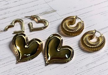 Trio Of Gold-tone Earrings