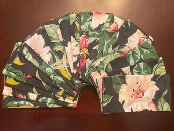 18 Black Floral Dinner Napkins