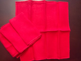 4 Red Fabric  Napkins