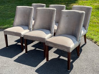 Pier 1 Gray Suede Paisley Back Dining Chairs  - Set Of 6