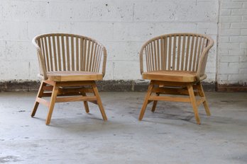 Pair Of Walters Outdoor Teak Swivel Chairs (Set Of 2) Frames Only