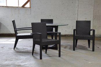 Dining Set - Woven Resin Dining Table And (4) 'Portland' Dining Arm Chairs, Frames Only
