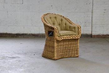 The Wicker Works 'Classic' Outdoor Bowed Front Dining Chair - Natural All-Weather Resin Wicker