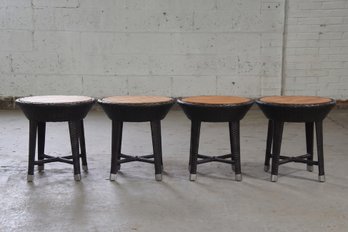 Set Of (4) Walters Outdoor 'Riviera' End Tables With Slatted Teak Top