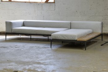 Gloster Outdoor 'Grid' 2 Piece Sectional Sofa With Built In Teak Side Table