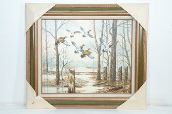 Nature Painting - Ducks Flying From The Marsh