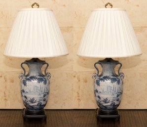 Bradbury Gallery Asian Blue And White Lamps