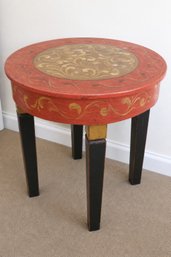 Round Hand-Painted Accent Table