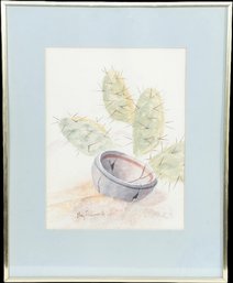 Greg Anderson (American, B. 1950) Watercolor - Prickly Pear Cactus & Broken Pot