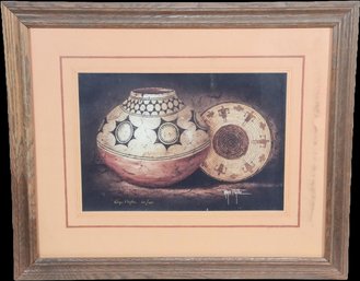 Roger Flythe (American, 1942-2017) Still Life Painting - Native American Pottery & Weave (60/200)