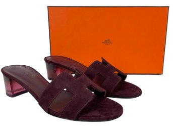 Hermes Oasis Sandal Rouge Marsala Size 37.5 New In Box