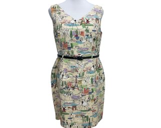 David Meister Paris Print Dress Size 14