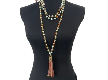 Leather Tassel Bead Necklaces