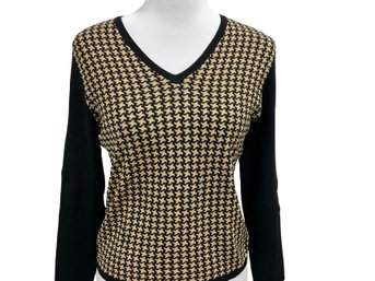 Belford Petites Black & Gold N-neck Silk Blend Sweater Size PL