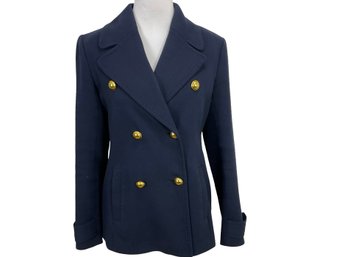 Ann Taylor Loft Navy Blue Cotton Blazer Jacket Size S