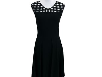 AKRIS Punto Eyelet Fit & Flare Black Dress Size 10