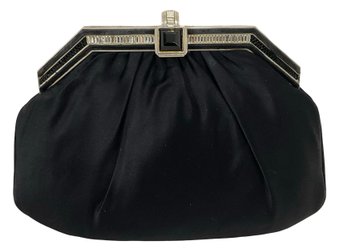 Judith Leiber Embellished Black Satin Evening Bag