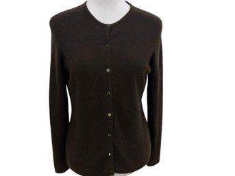 Lord & Taylor Brown Cashmere Cardigan Sweater Size M