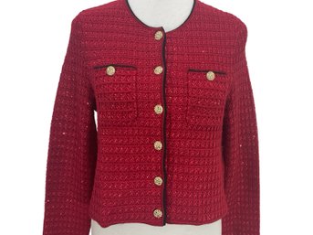 Goelia Red Wool Blend Cardigan Sweater Size M