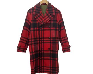Todd Snyder Plaid Red & Black Officer Wool Coat Size Medium NEW