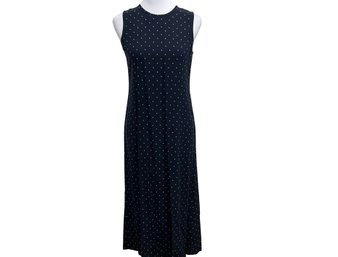 Lauren Ralph Lauren Silk Navy Dress With White Polka Dots Size 6P