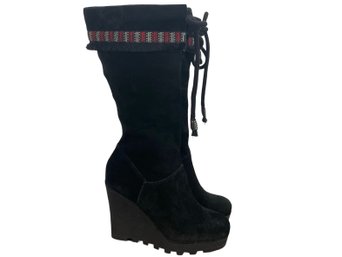 Diane Von Furstenberg Black Suede Boots Size 6
