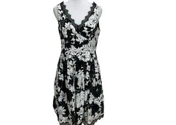 Rickie Freeman Teri Jon Black & White Floral Dress Size 12
