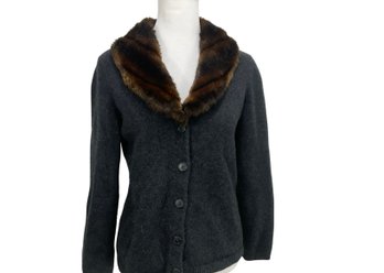 Lauren Ralph Lauren Wool Sweater With Fur Collar Size L
