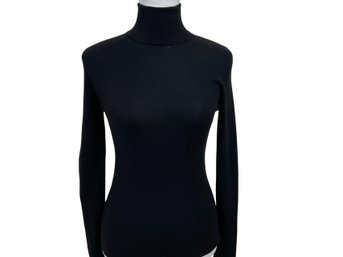 Prada Black Cashmere & Silk Blend Turtleneck Size 44