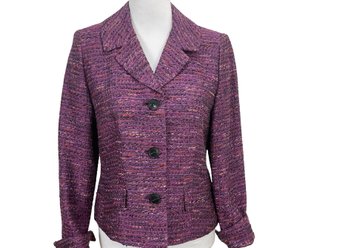 Lafayette 148 Purple Tweed Wool Blend Jacket Size 4