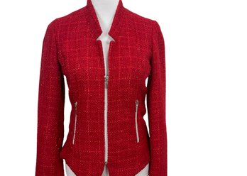 Neiman Marcus Red Tweed Jacket Size S