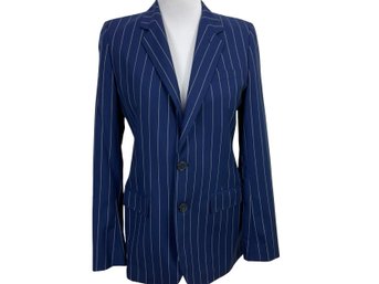 Ralph Lauren Purple Label Blue Striped Wool Blazer Size 6