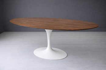 Eero Saarinen Knoll Mid Century Modern Oval Tulip Dining Table With Wood Top