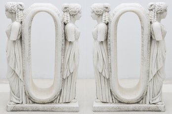 Stunning Pair Of Figural Cement Garden Statues