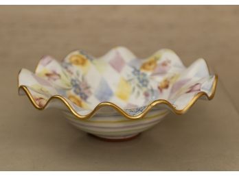 MacKenzie Childs 1983 Honeymoon Dandy Lion Frilled Bowl