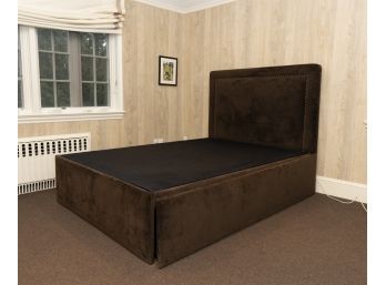 Espresso Faux Velvet Custom Full Trundle Bed- Paid $3900